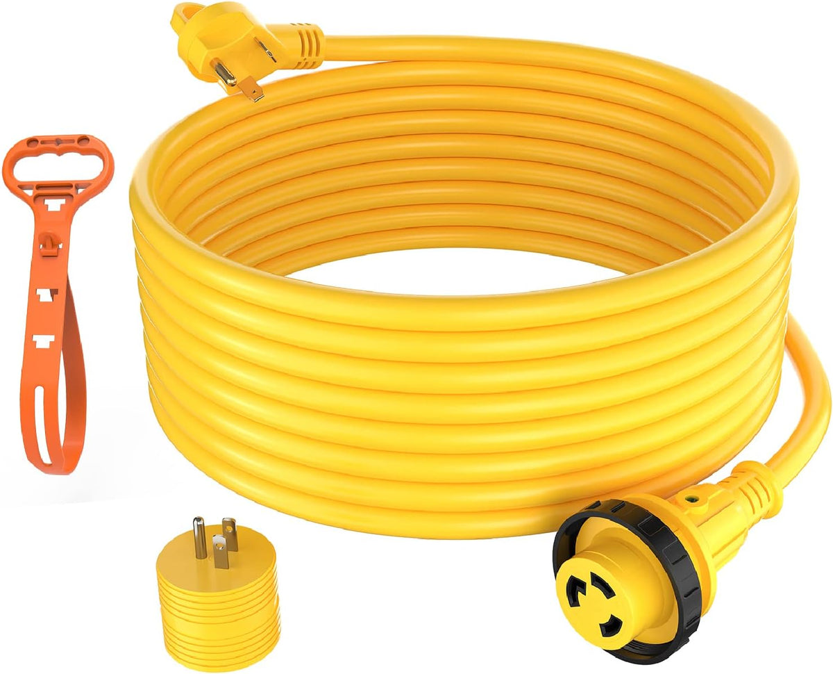 25' 30 Amp RV Power Extension Cord with 15 Amp to 30 Amp Adapter E76499