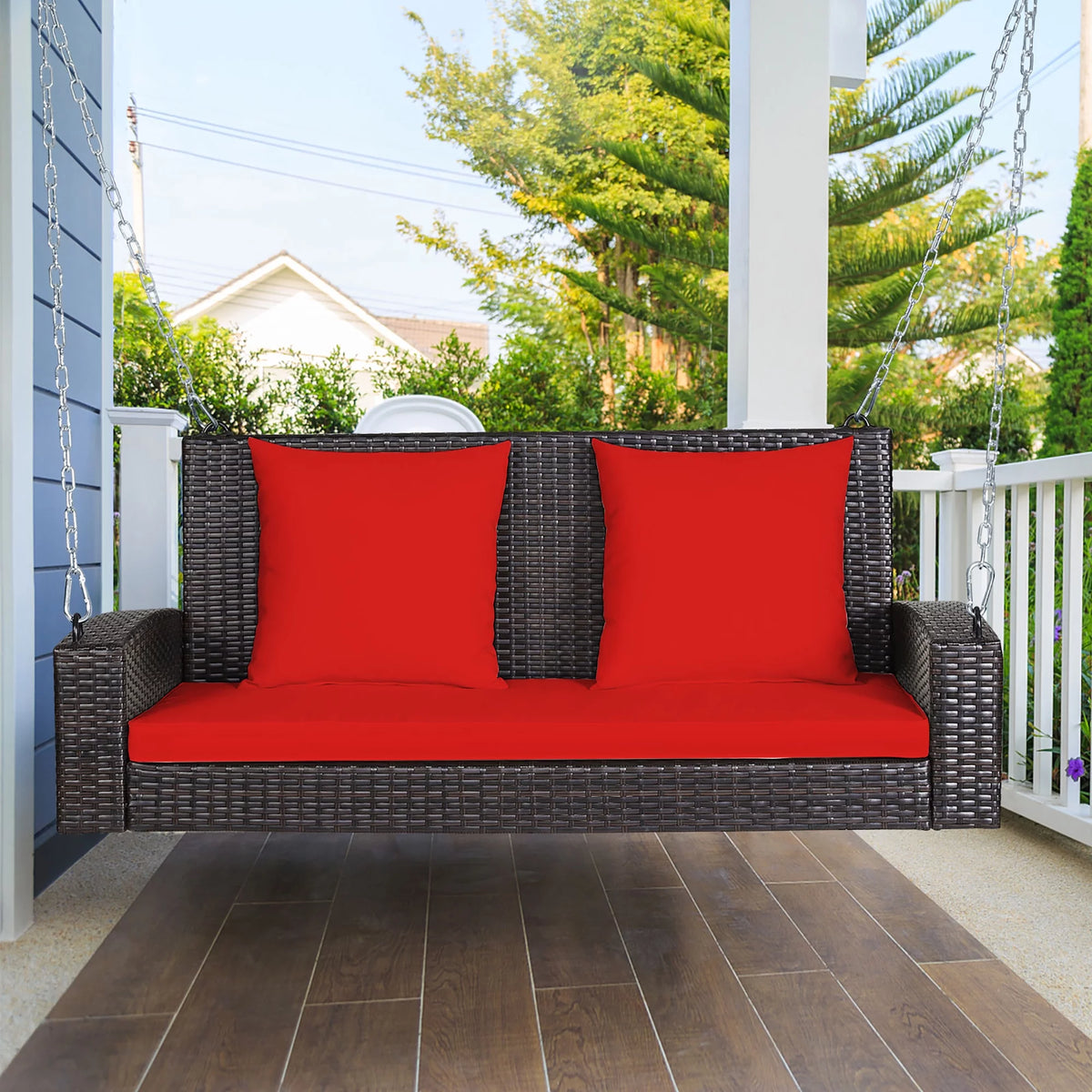 2-Person Rattan Hanging Porch Swing Bench J916