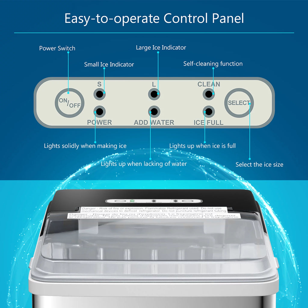Stainless Steel Countertop Ice Maker 26Lbs/24H F676604