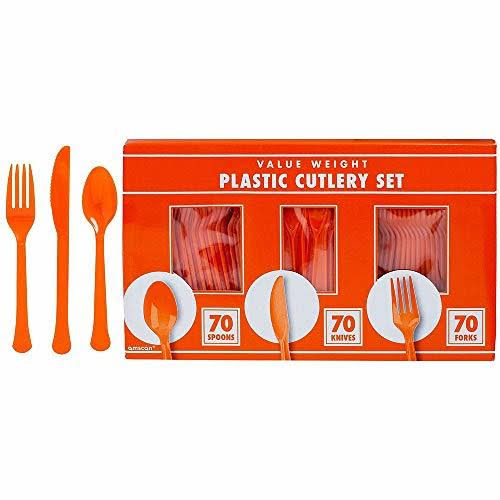 Orange Plastic Tableware Kit for 50 Guests J4222