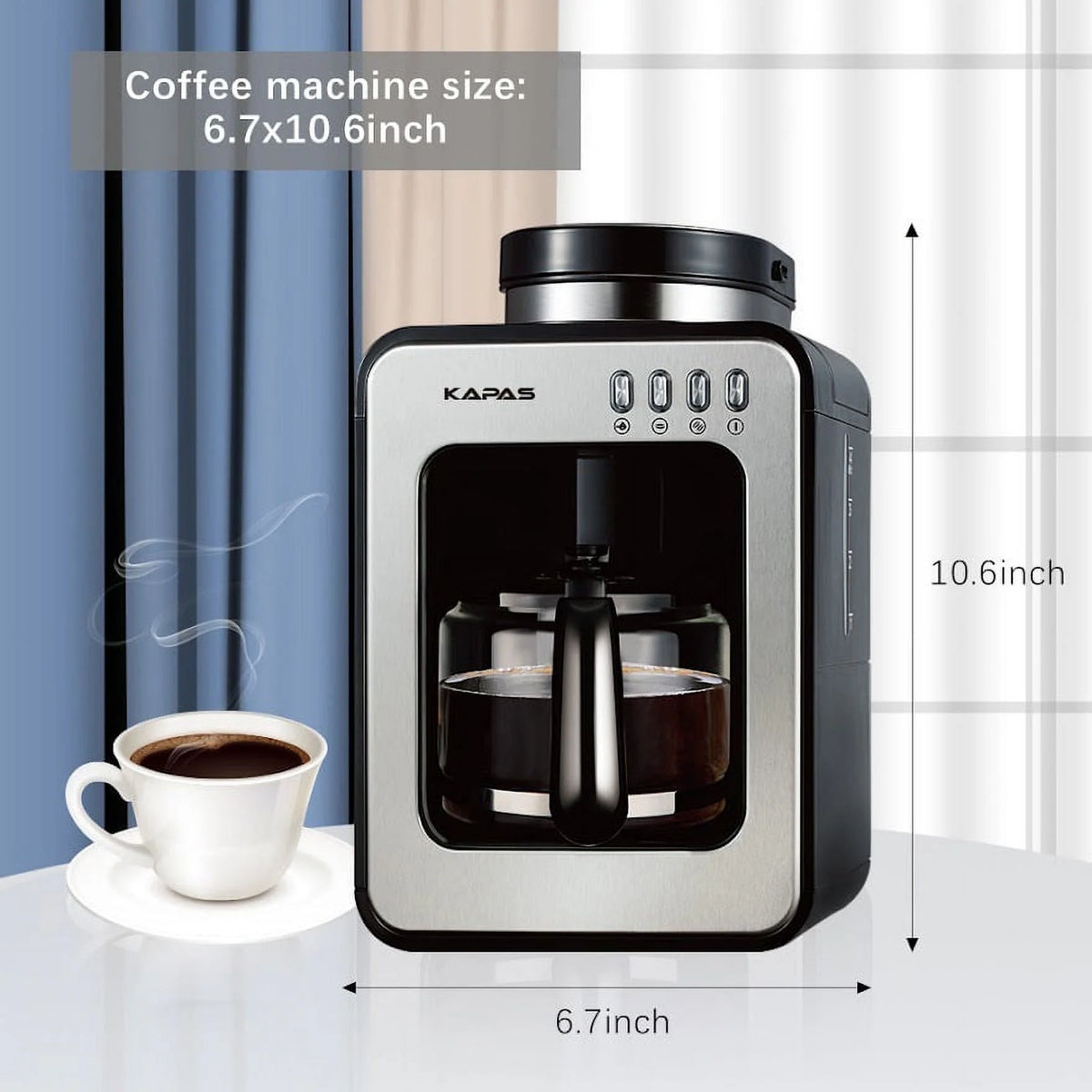 Automatic Coffee Machine with Grinding Function, Programmable Timer, 0.6L H198300