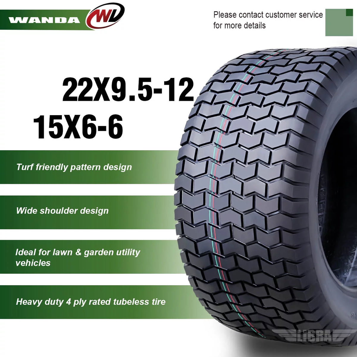 15X6-6 & 20X8-8 Lawn Mower Tractor Turf Tires Set 4 W144270