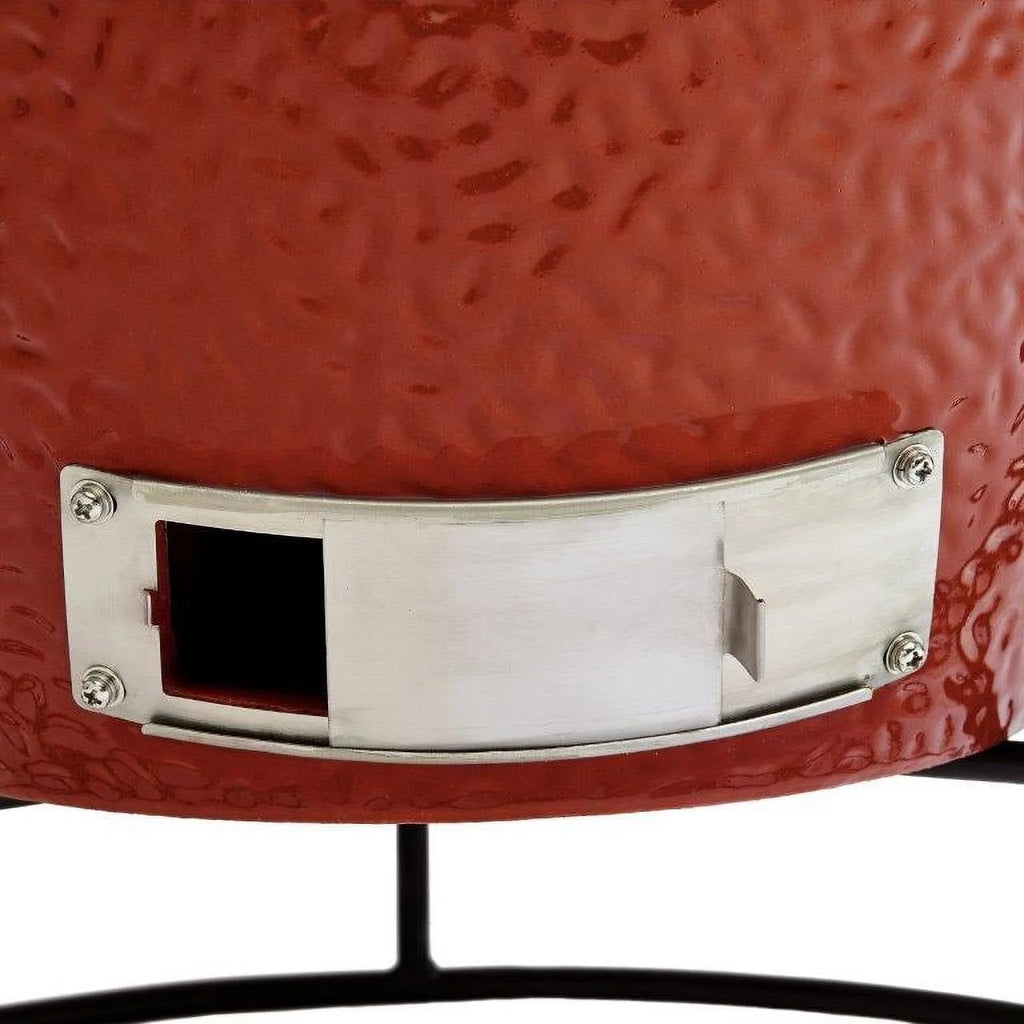 13.5 in. Portable Charcoal Grill in Red with Cast Iron Cart E2037