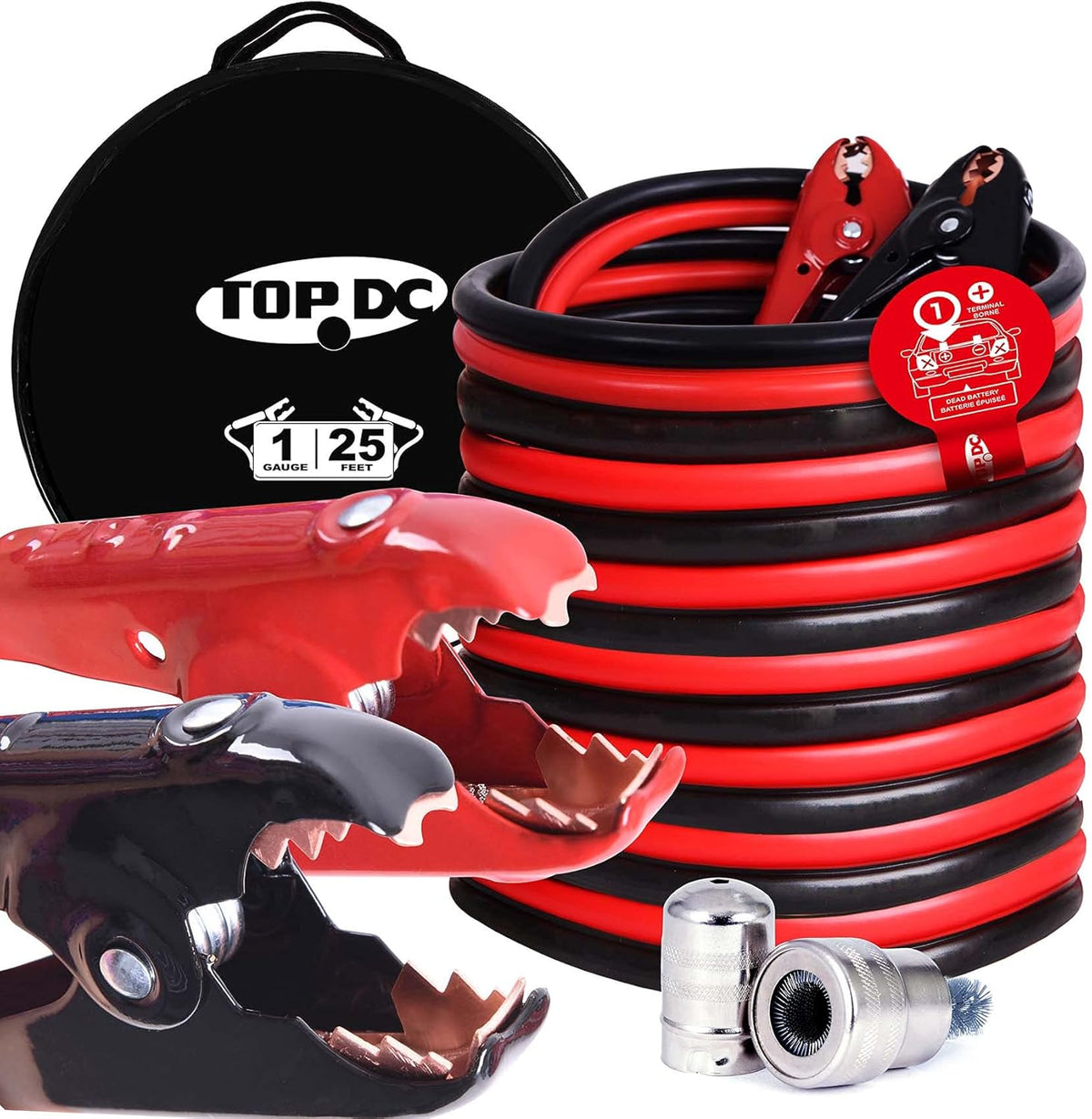 1-Gauge 25-FT 700Amp Heavy Duty Jumper Cables with Carry Bag N134006