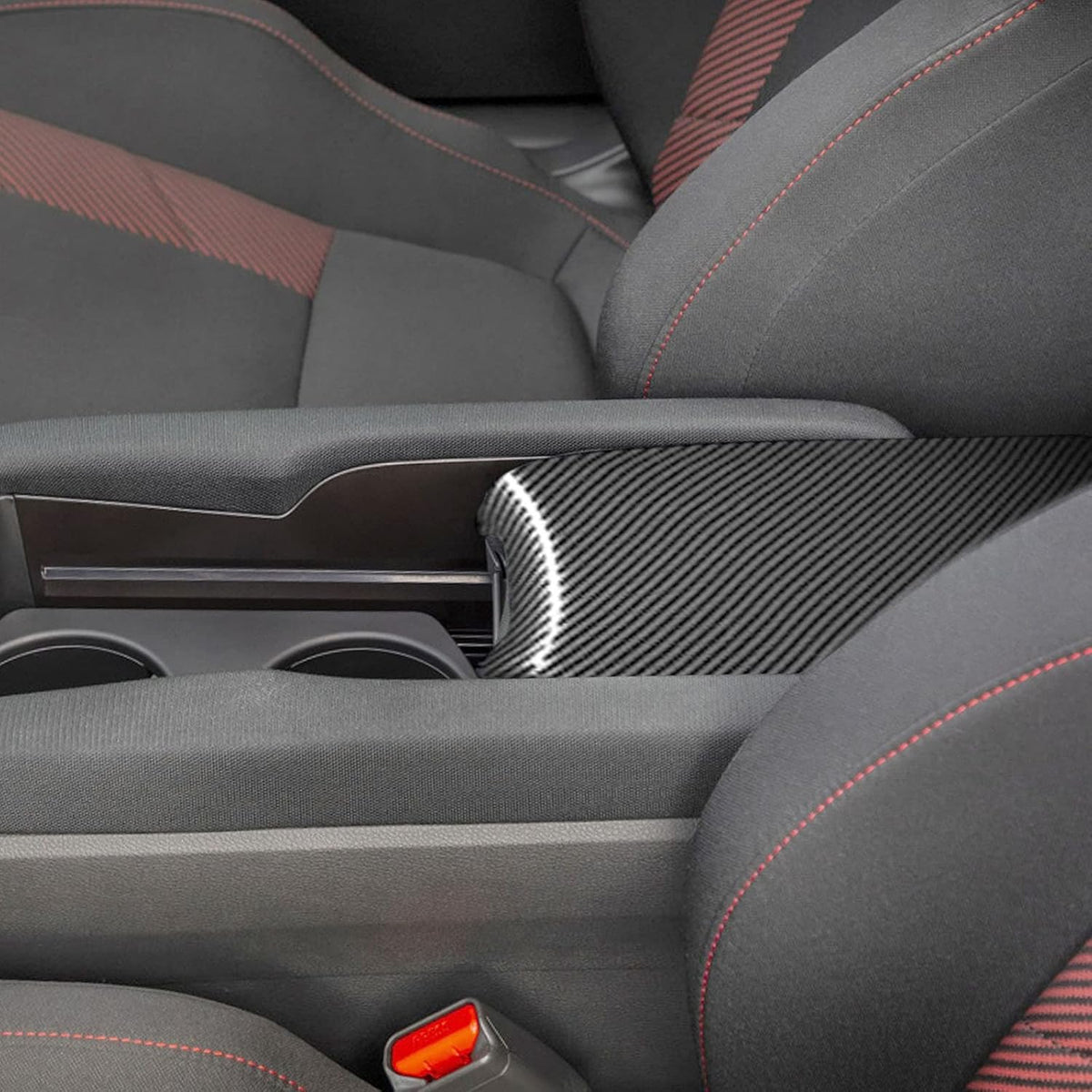 2016-2021 Civic Carbon Fiber Armrest Cover Center Console Cushion Pad 3PCS Y78751
