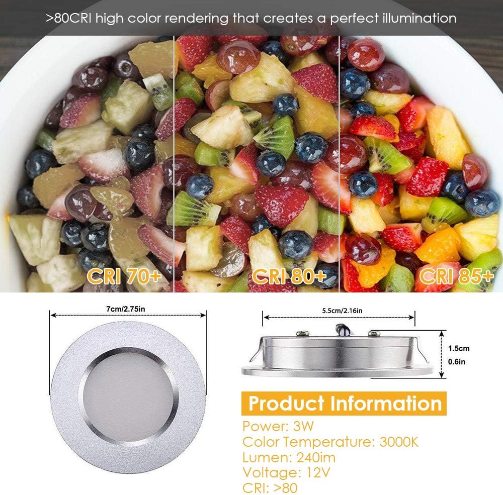 12V Waterproof Ultra-Thin LED Ceiling Light 3000K Warm White 12 Pack I831009