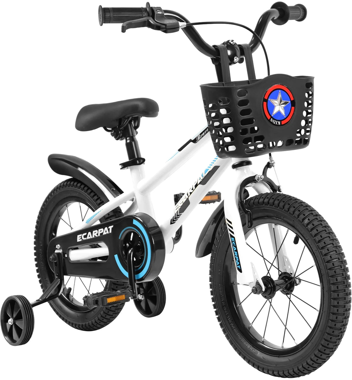16 Inch Kids Bike with Training Wheels and Basket, White Z6515
