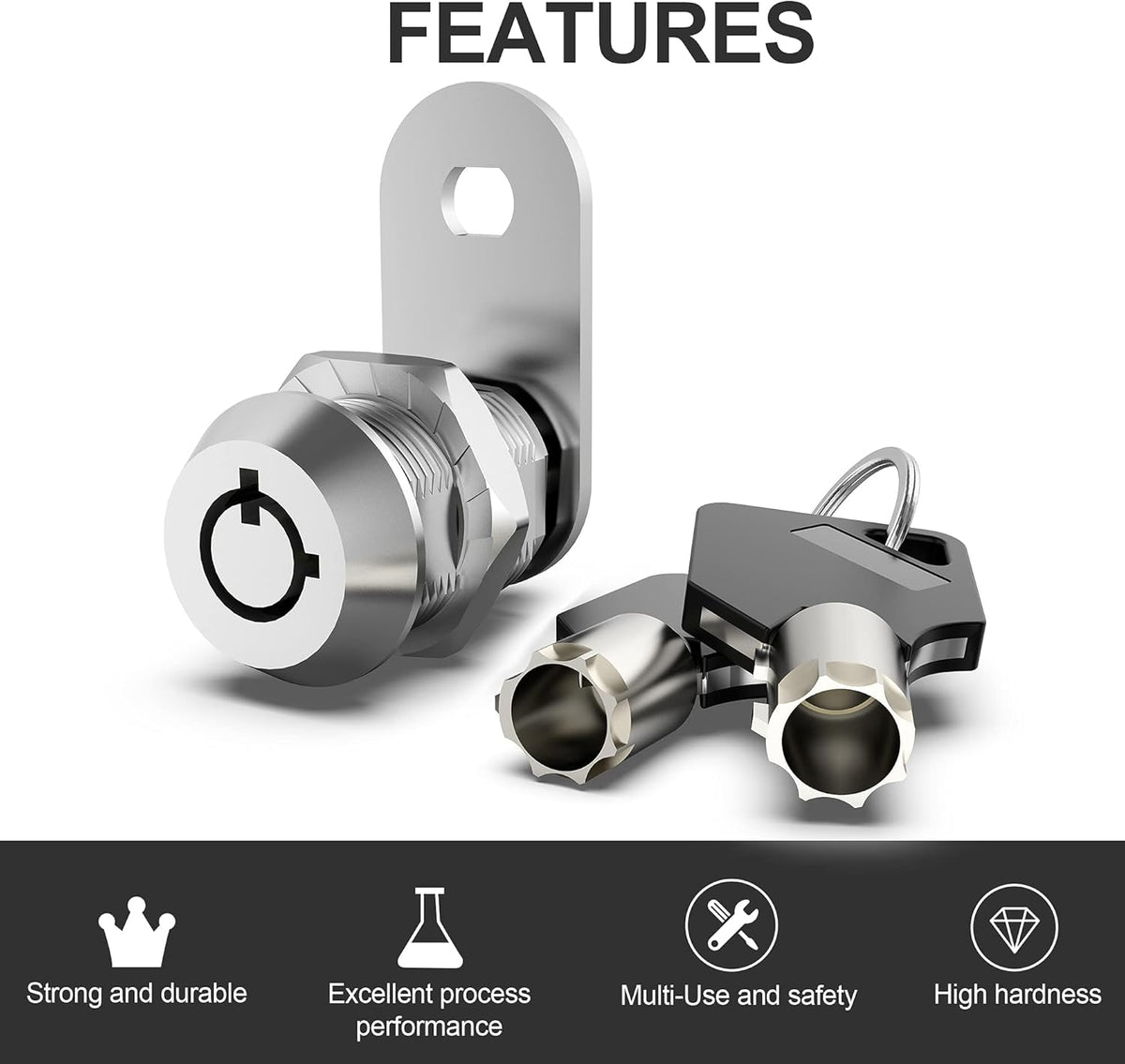 6 Pack 1-1/8 Inch Keyed Alike Zinc Alloy Cam Lock X7167