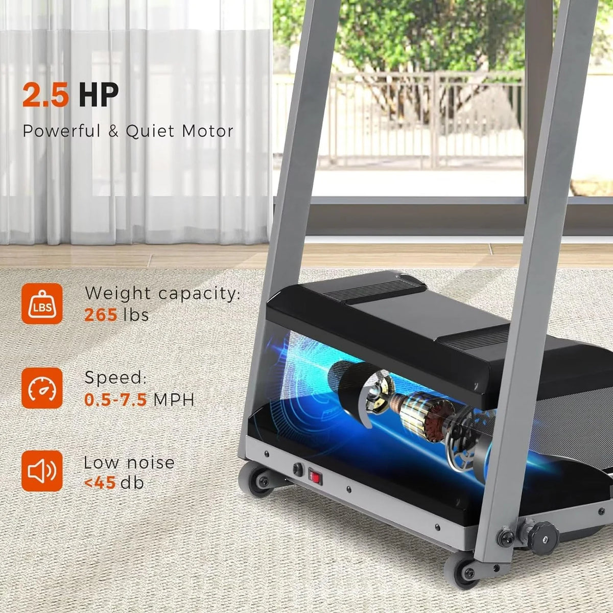 Folding Electric Treadmill with Bluetooth Speaker H8697