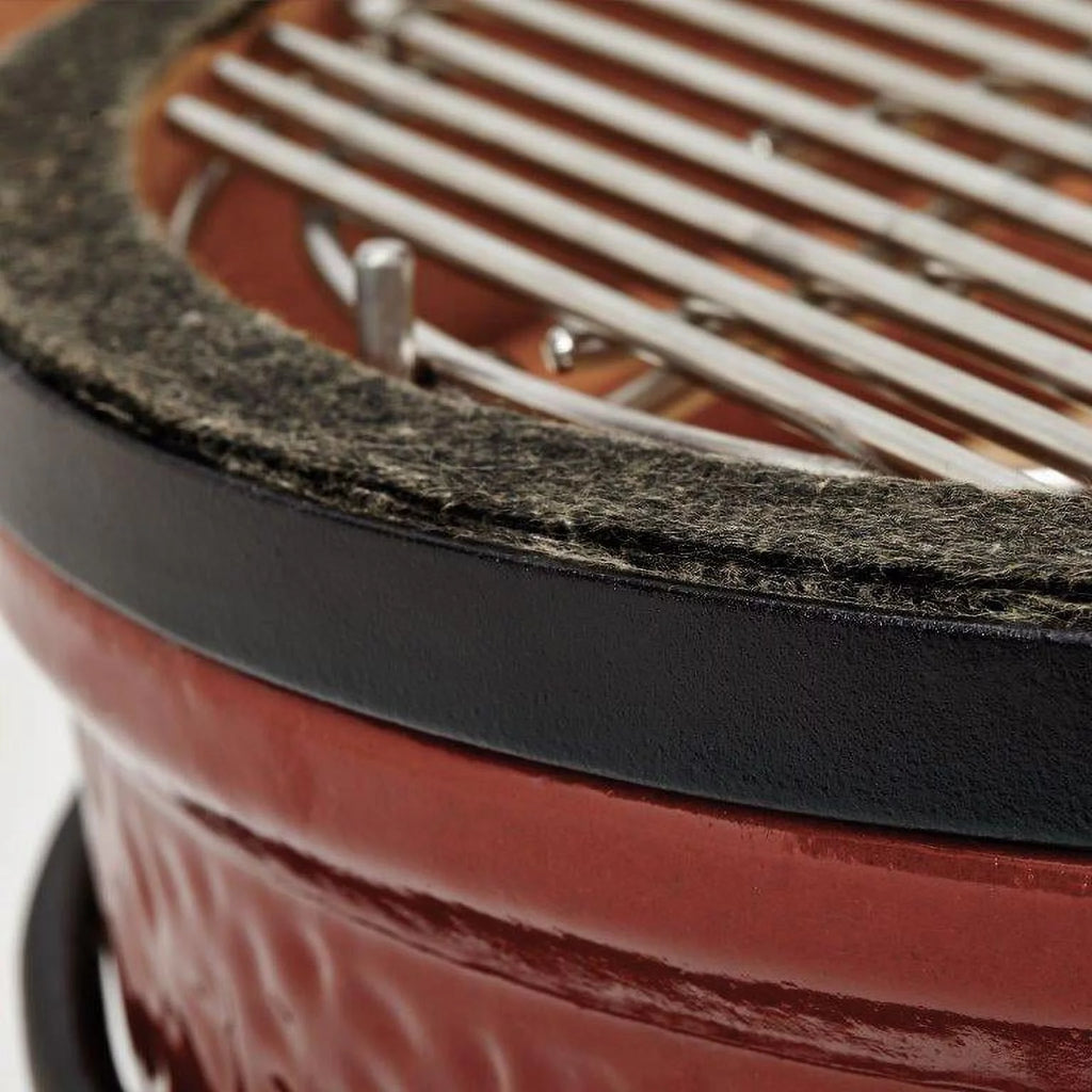 13.5 in. Portable Charcoal Grill in Red with Cast Iron Cart E2037