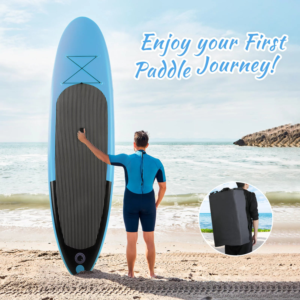 10ft Inflatable Stand up Paddle Board with Backpack, Paddle, Leash E579