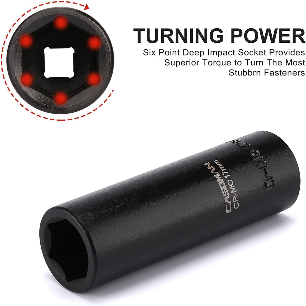 1/2-Inch 29 Pieces Deep Impact Socket Set, CR-MO, Metric & SAE P26671