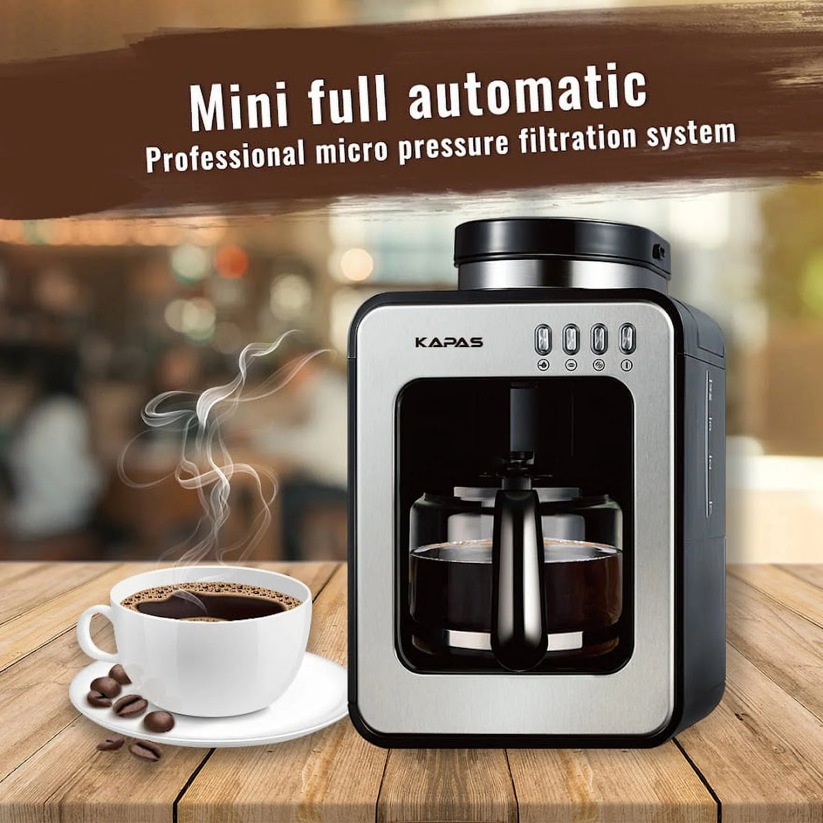 Automatic Coffee Machine with Grinding Function, Programmable Timer, 0.6L H198300