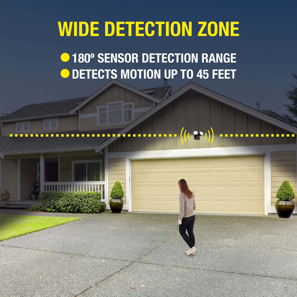 2-Head LED Motion Sensing Outdoor Security Light, Black, 2500 Lumens K893