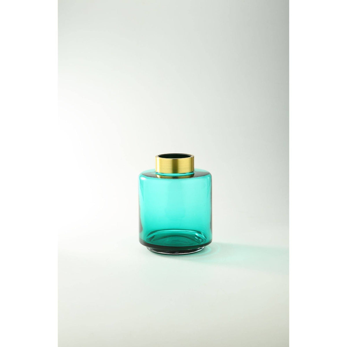 Green and Gold Hand Blown Glass Tabletop Vase R467