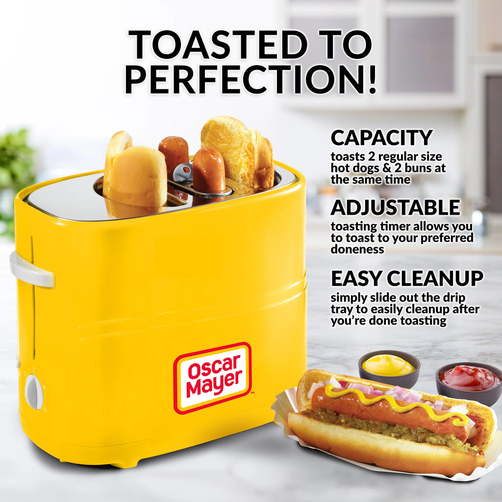 2 Slot Hot Dog and Bun Toaster with Mini Tongs Y85217