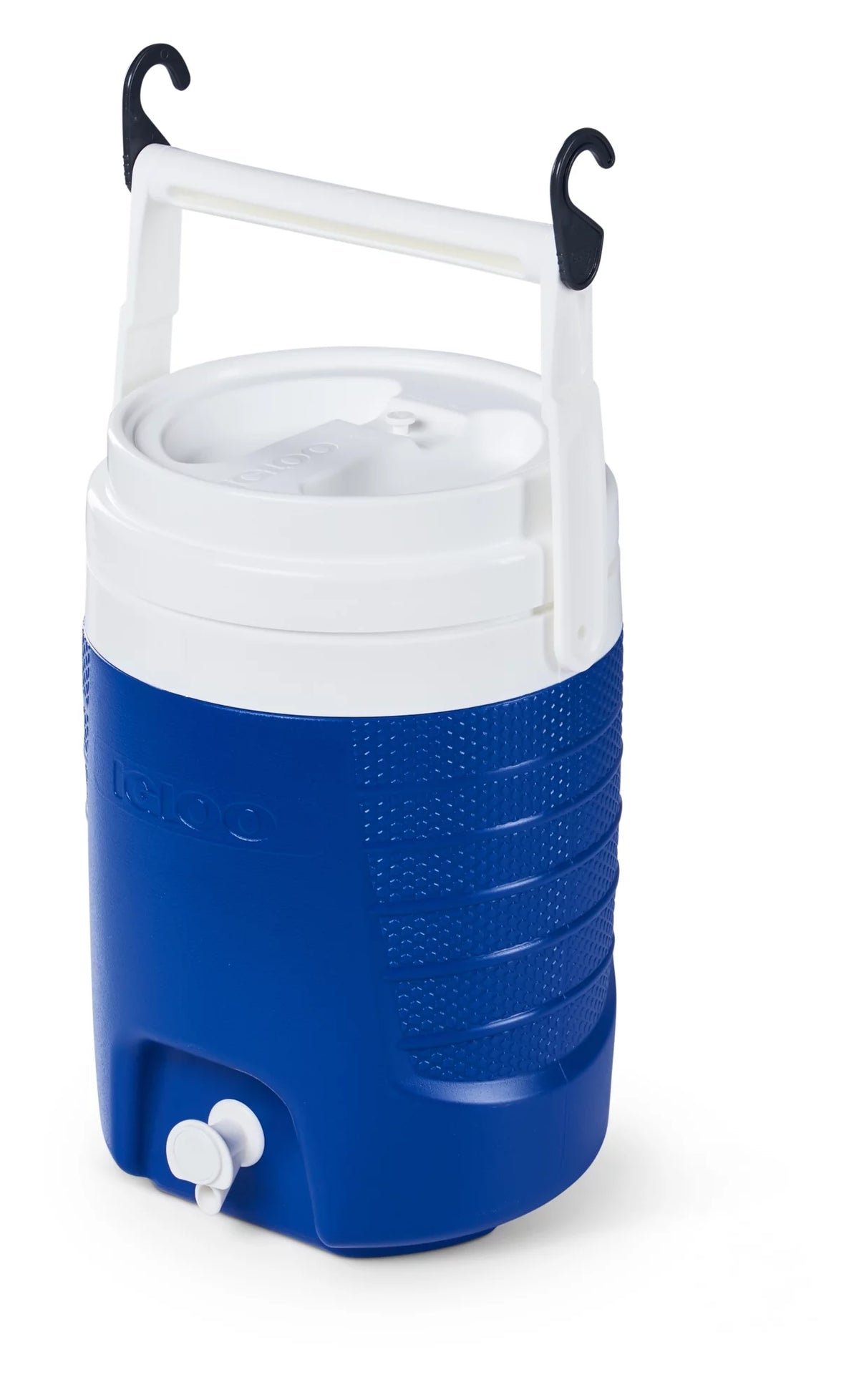 2-Gallon Blue Plastic Beverage Jug with Hooks B96530