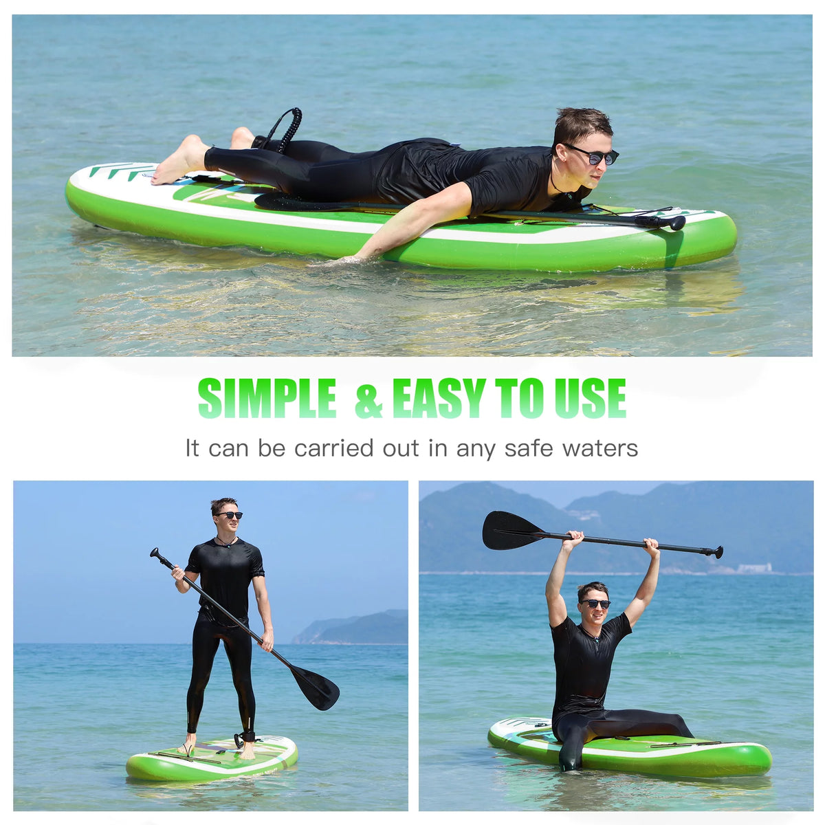 Inflatable Stand Up Paddle Board with 3 Removable Fins E91129