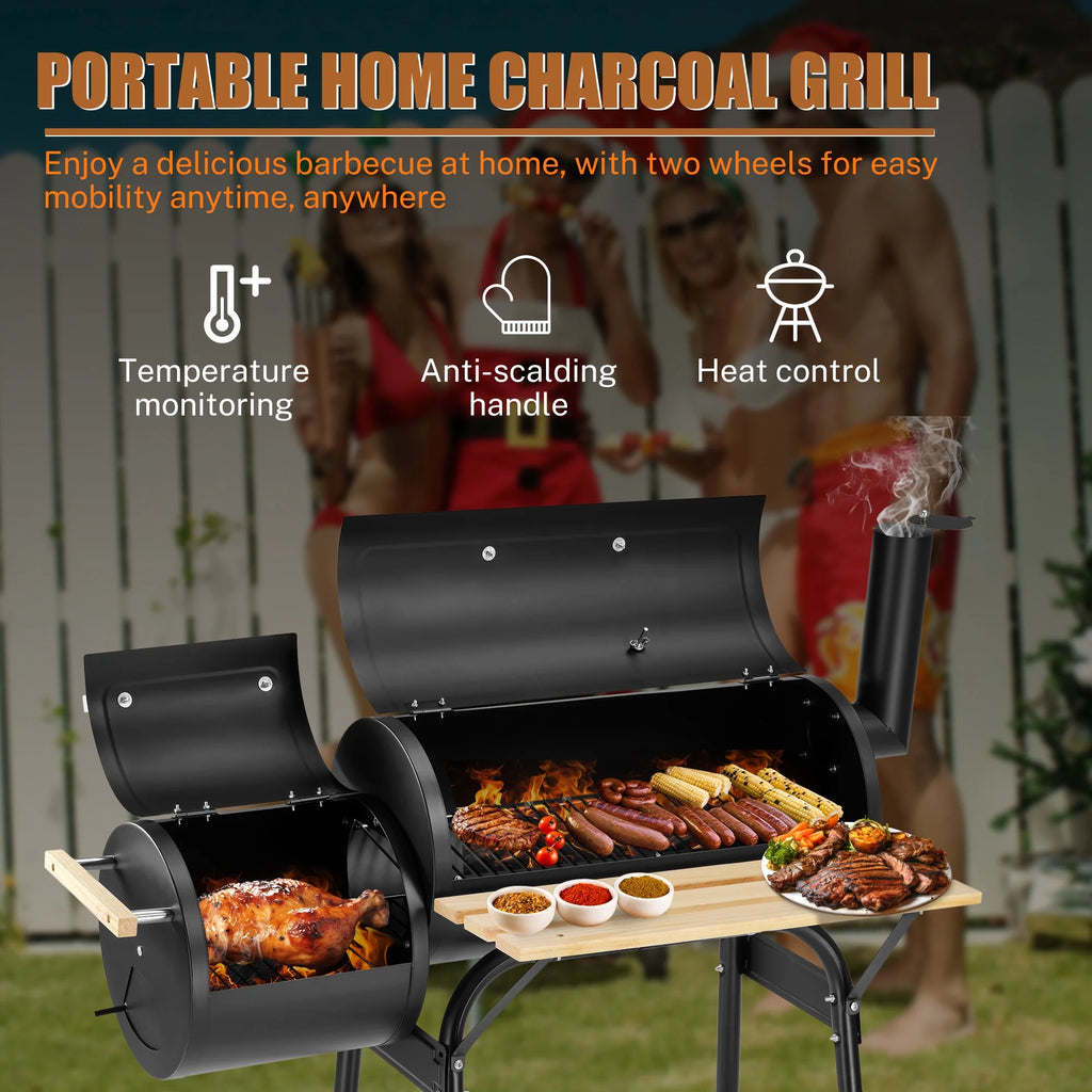 Charcoal Grill with Offset Smoker & Side Table Q794