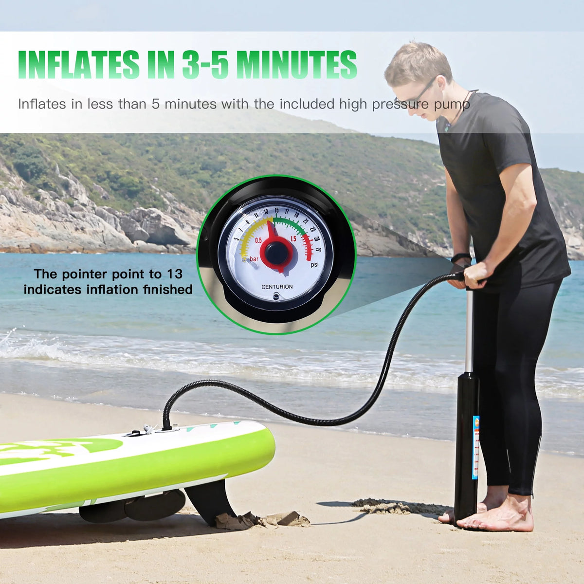 Inflatable Stand Up Paddle Board with 3 Removable Fins E91129