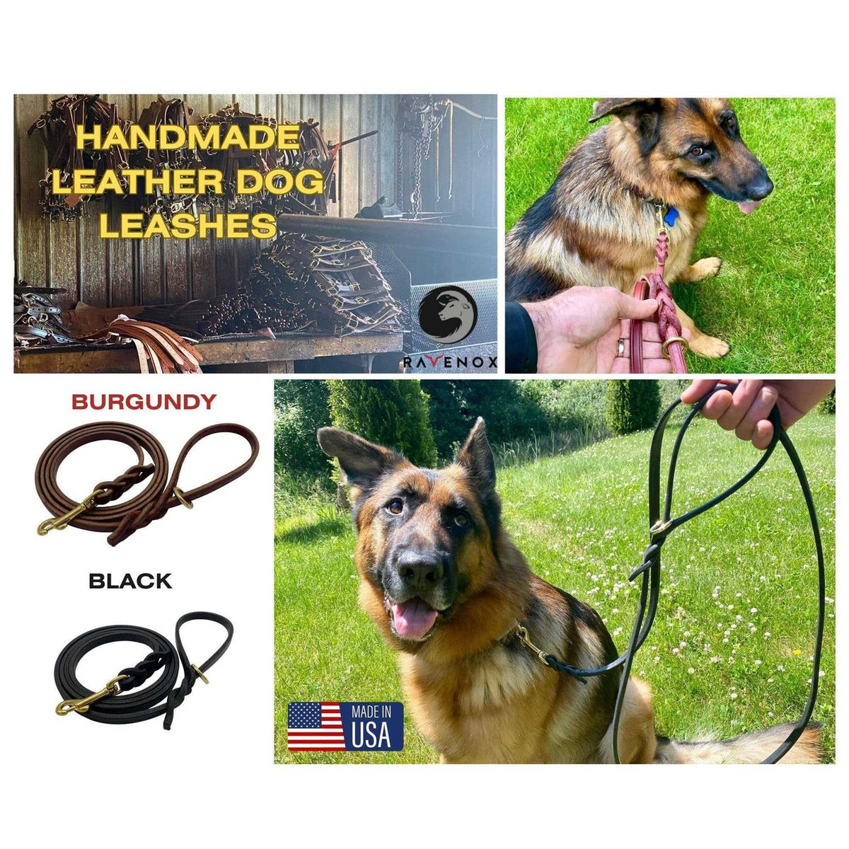 6 FT Braided Leather Dog Leash K599449