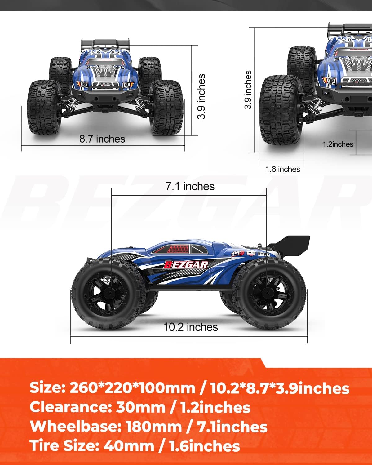 1:16 Scale 4WD Remote Control Monster Truck with 2 Rechargeable Batteries T490696
