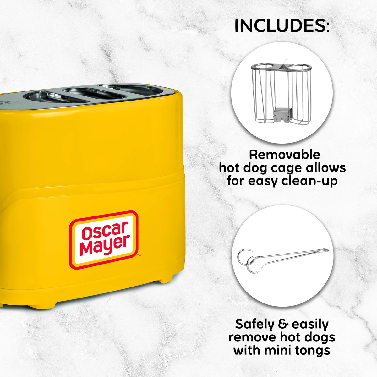 2 Slot Hot Dog and Bun Toaster with Mini Tongs Y85217