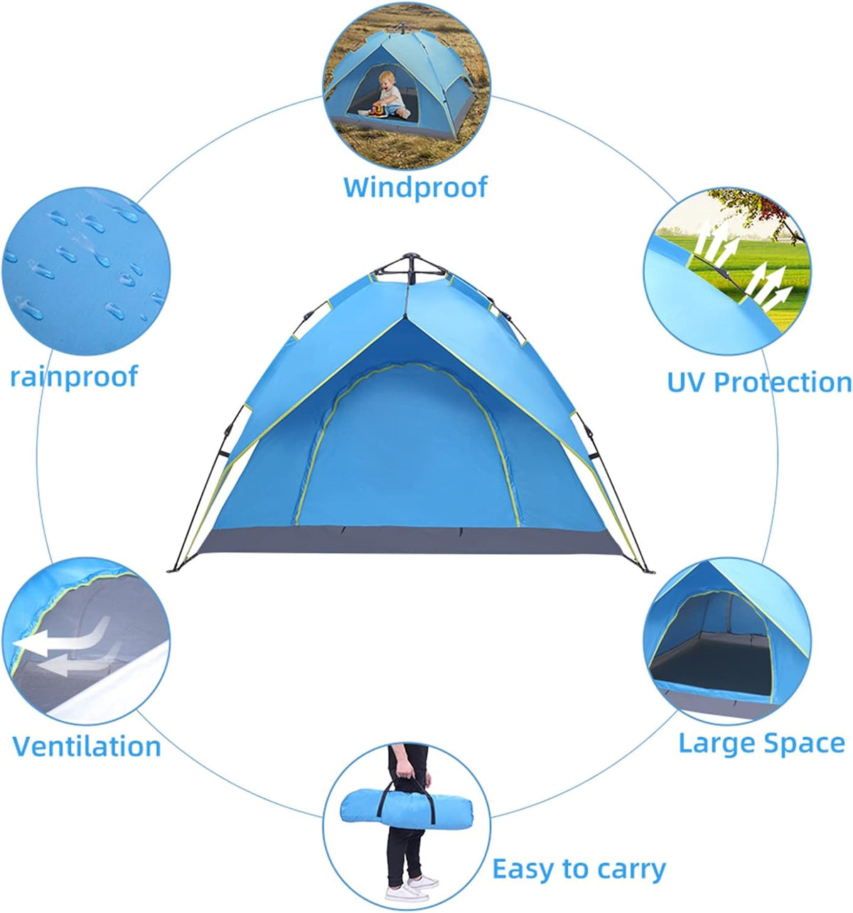 2-3 Person Waterproof Pop Up Camping Tent G6338