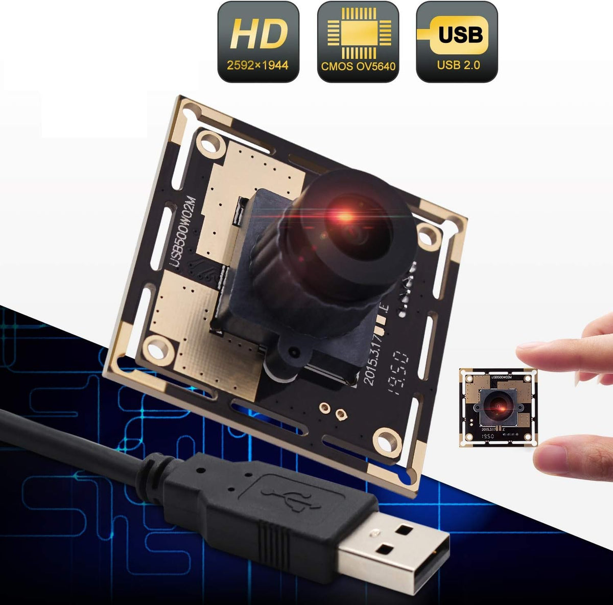 5 Megapixel USB Camera Module with CMOS OV5640 Sensor 3.6mm Lens U834836