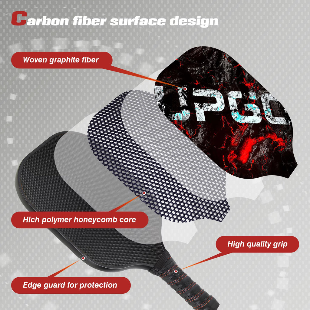 Graphite Fiber Pickleball Paddles Set with 4 Balls and Backpack Z58287