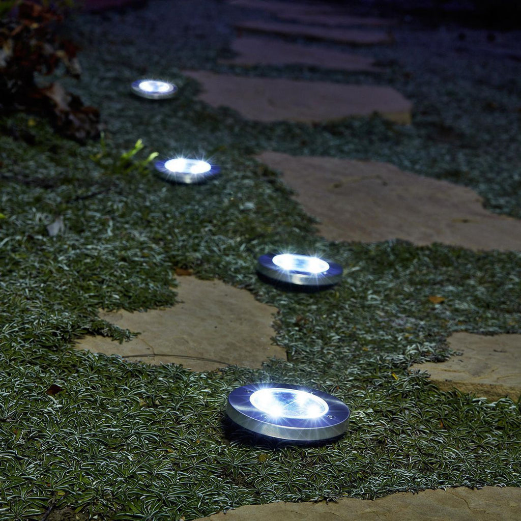 Solar LED In-Ground Disk Lights, 4-Pack M899021