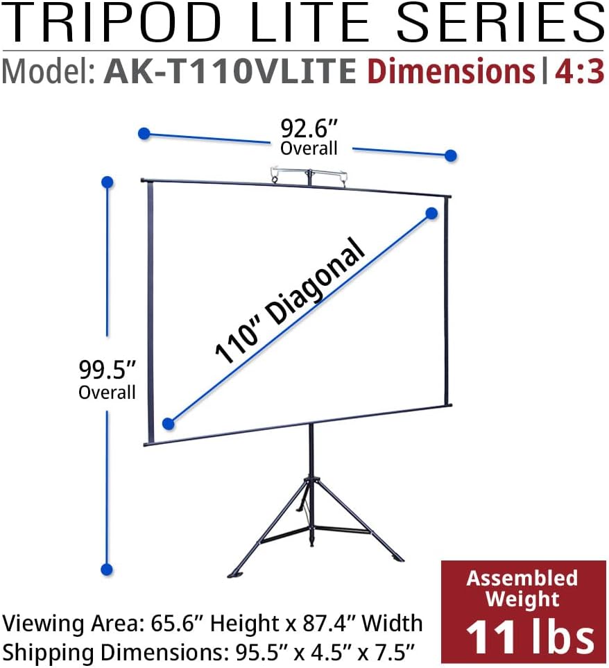 110 inch Portable Projector Screen with Stand and Carry Bag P84487