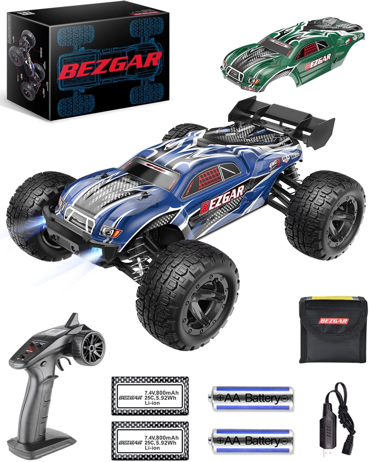 1:16 Scale 4WD Remote Control Monster Truck with 2 Rechargeable Batteries T490696