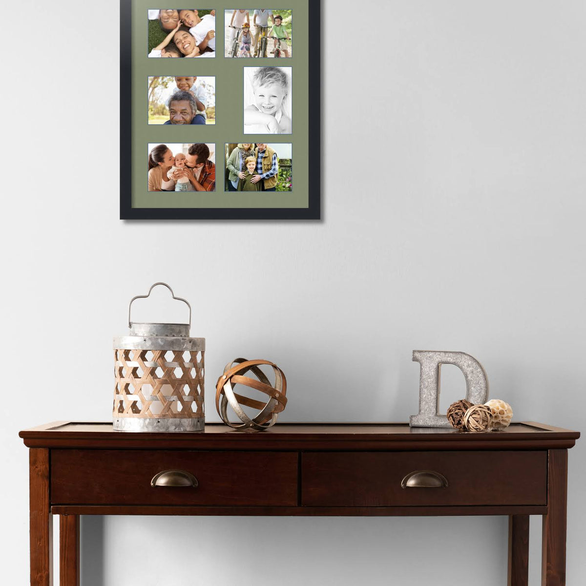 Satin Black Collage Picture Frame with 6 Openings for 5x7 Photos K359