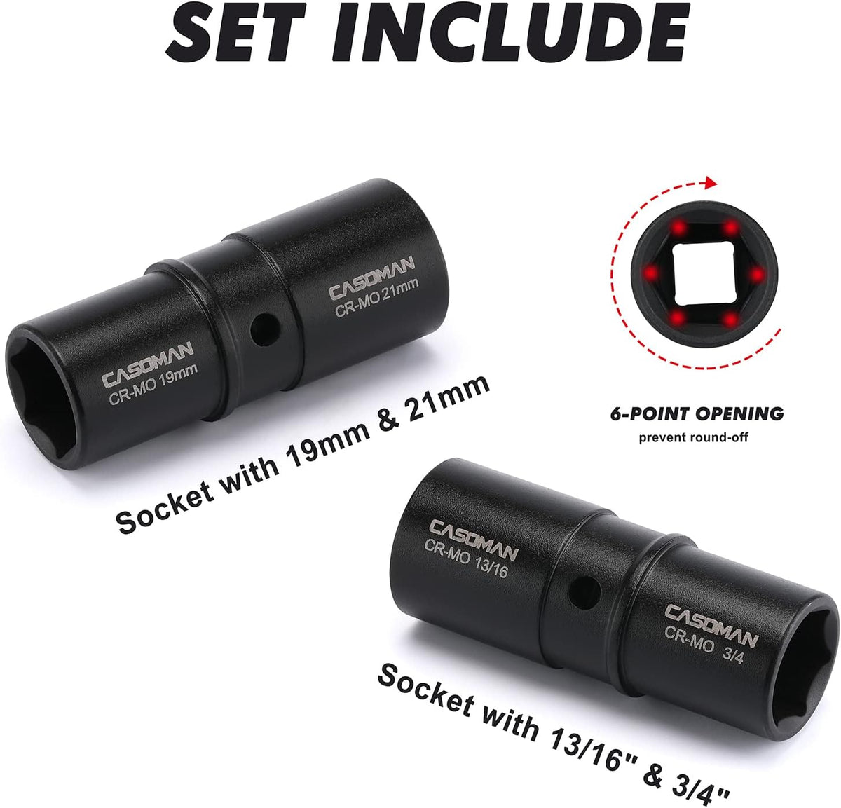 1/2-Inch 29 Pieces Deep Impact Socket Set, CR-MO, Metric & SAE P26671