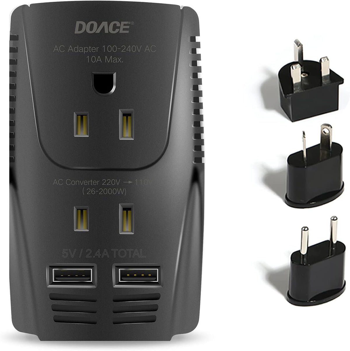2000W Travel Voltage Converter with 2 USB and EU/UK/AU/US Plugs K153575