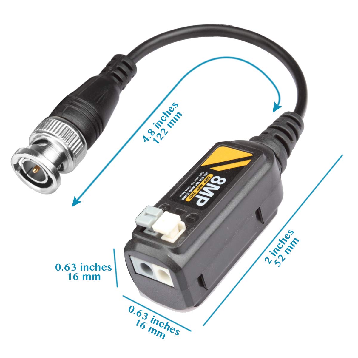 20 Pairs Passive Video Balun Connectors Single Channel BNC CCTV P47556