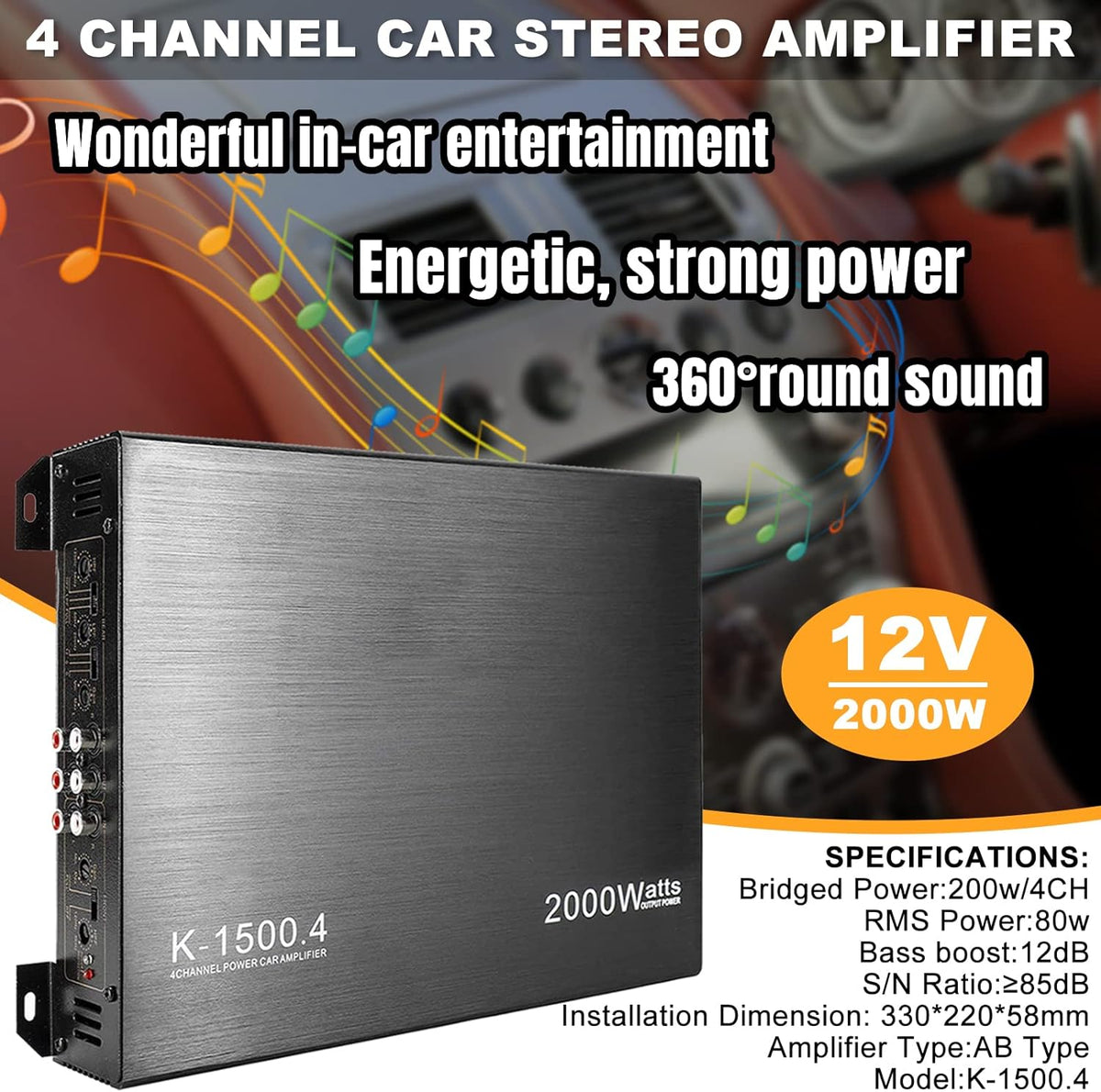 2000W 4 Channel Car Audio Amplifier M901