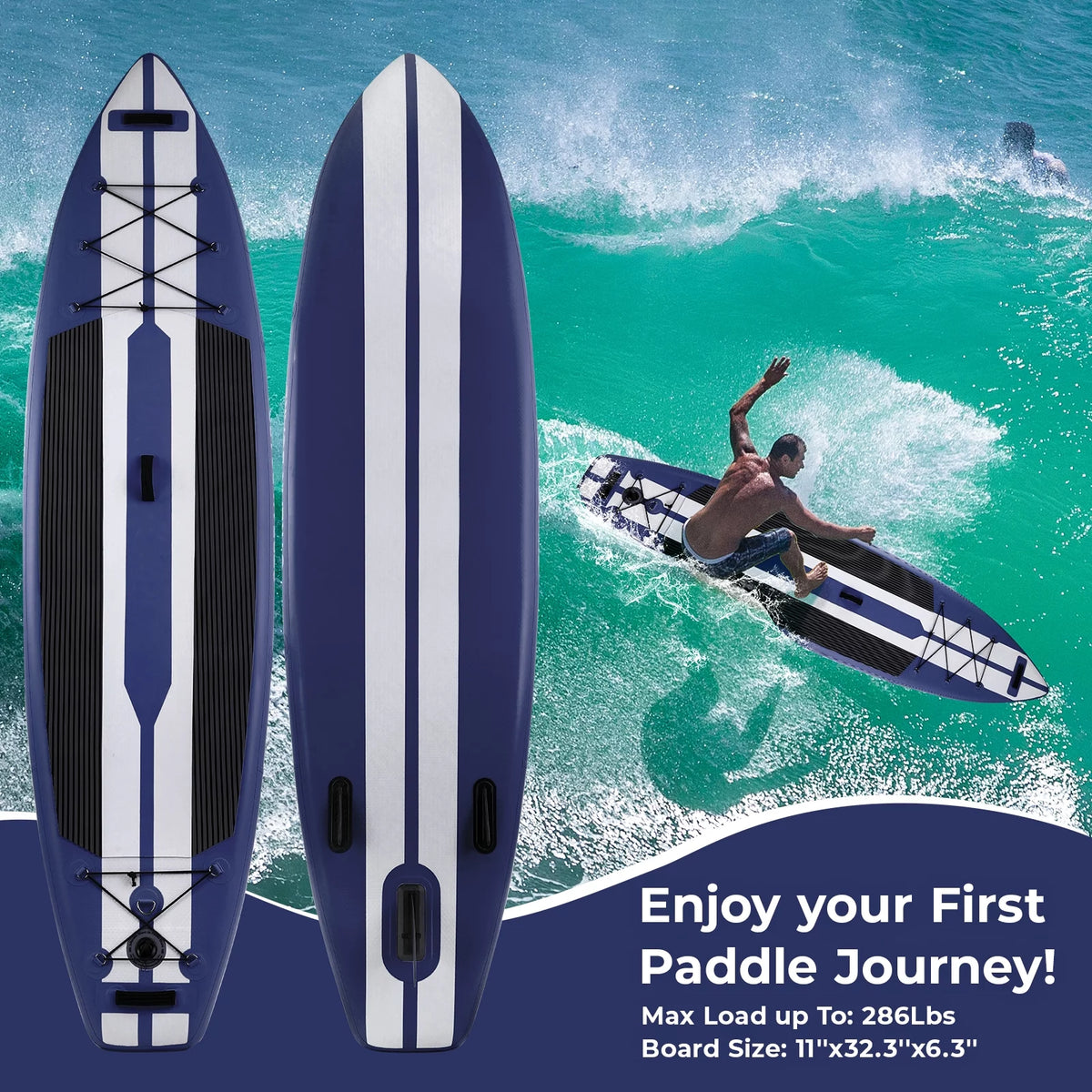 11FT Inflatable Stand Up Paddle Board with Paddle and Hand Pump L43757