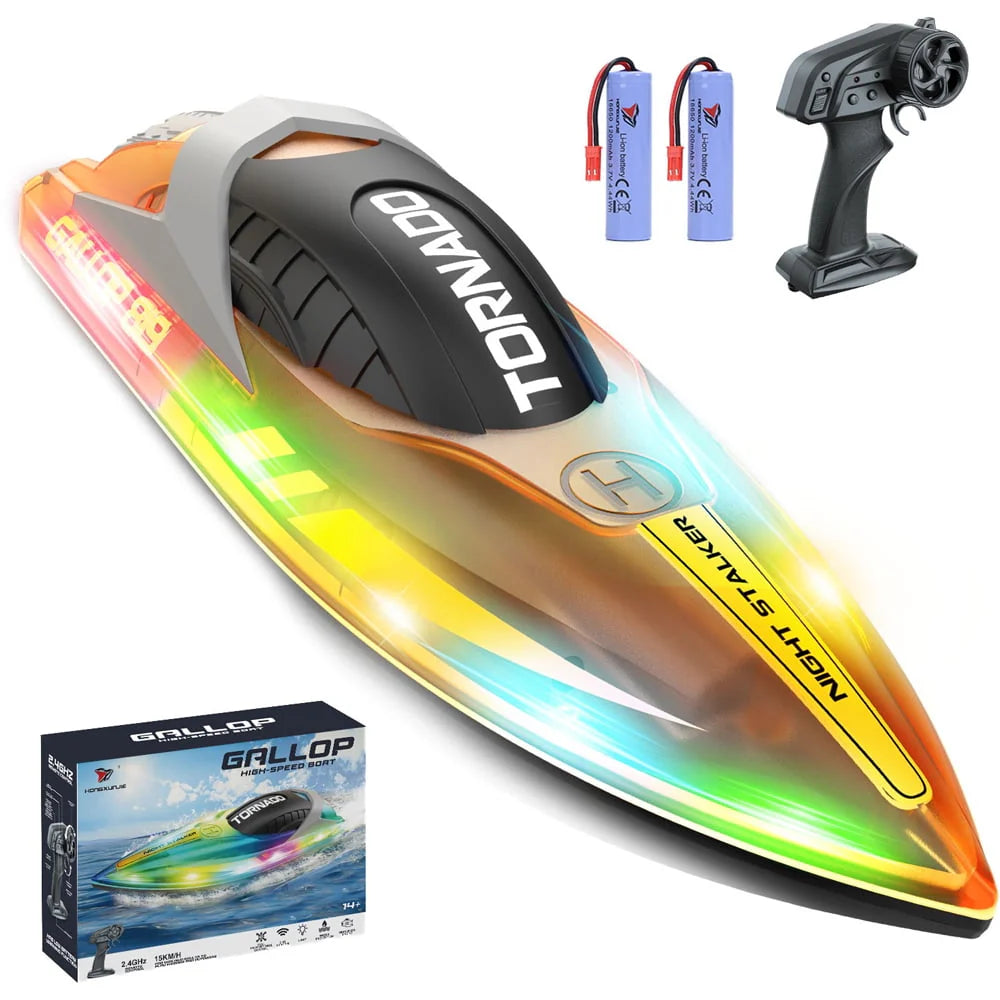 Remote Control Boat with LED Lights, 2 Rechargeable Battery A248241