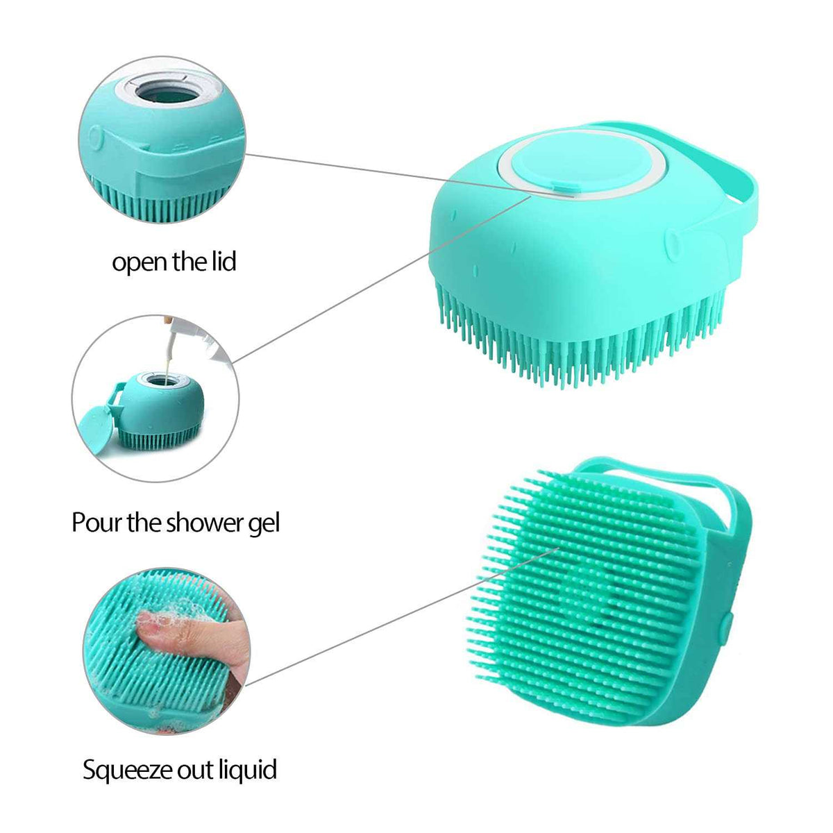 Pet Grooming Bath Massage Brush with Soap Dispenser H130