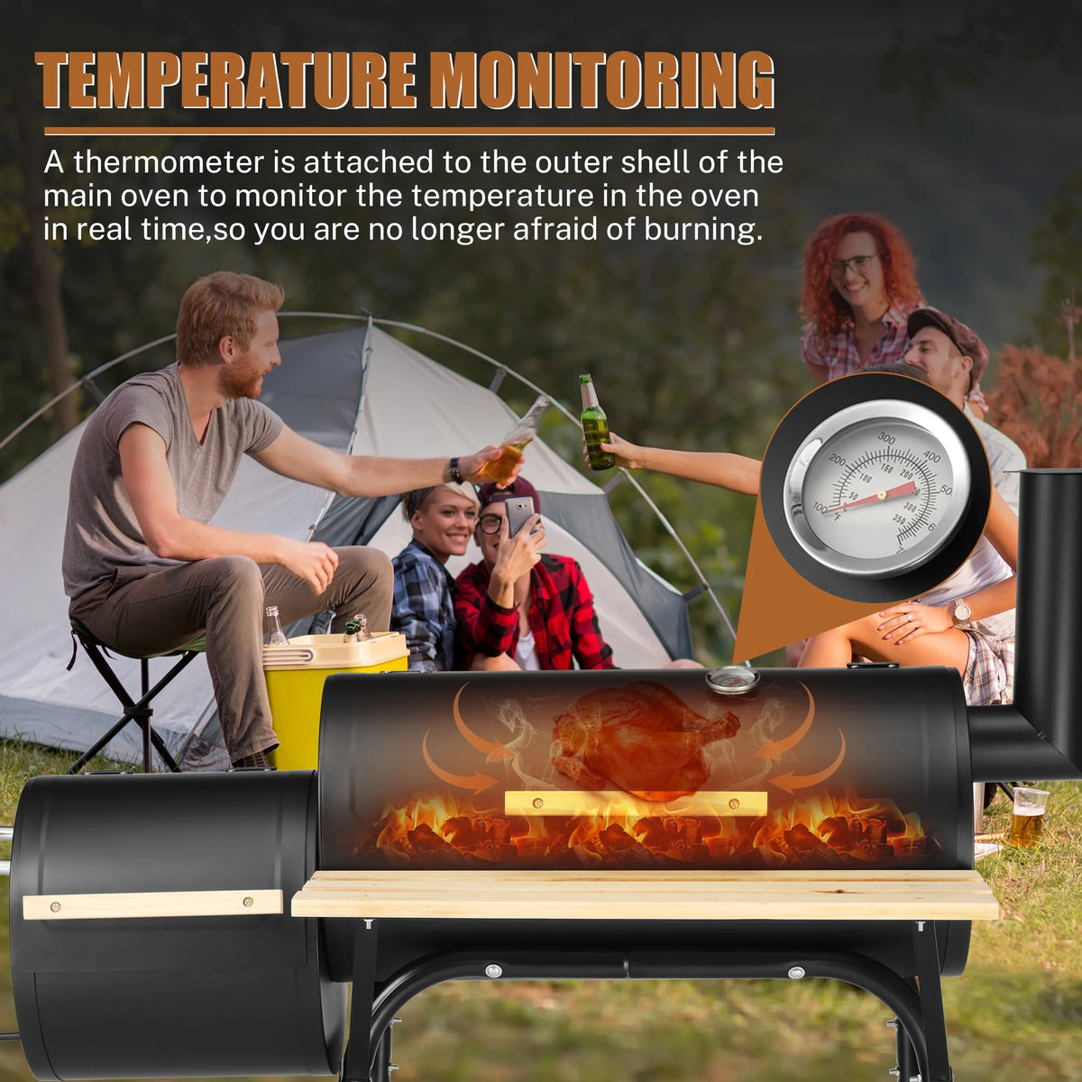 Charcoal Grill with Offset Smoker & Side Table Q794