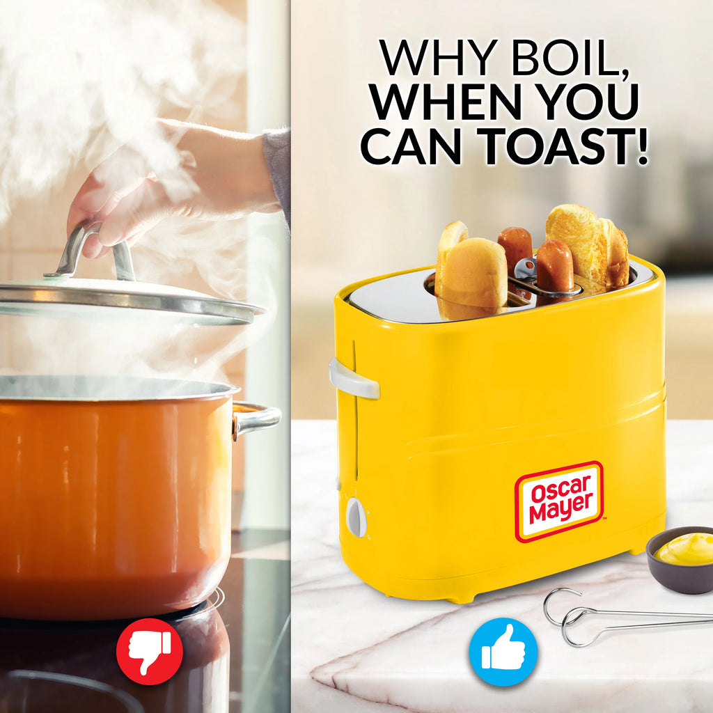 2 Slot Hot Dog and Bun Toaster with Mini Tongs Y85217