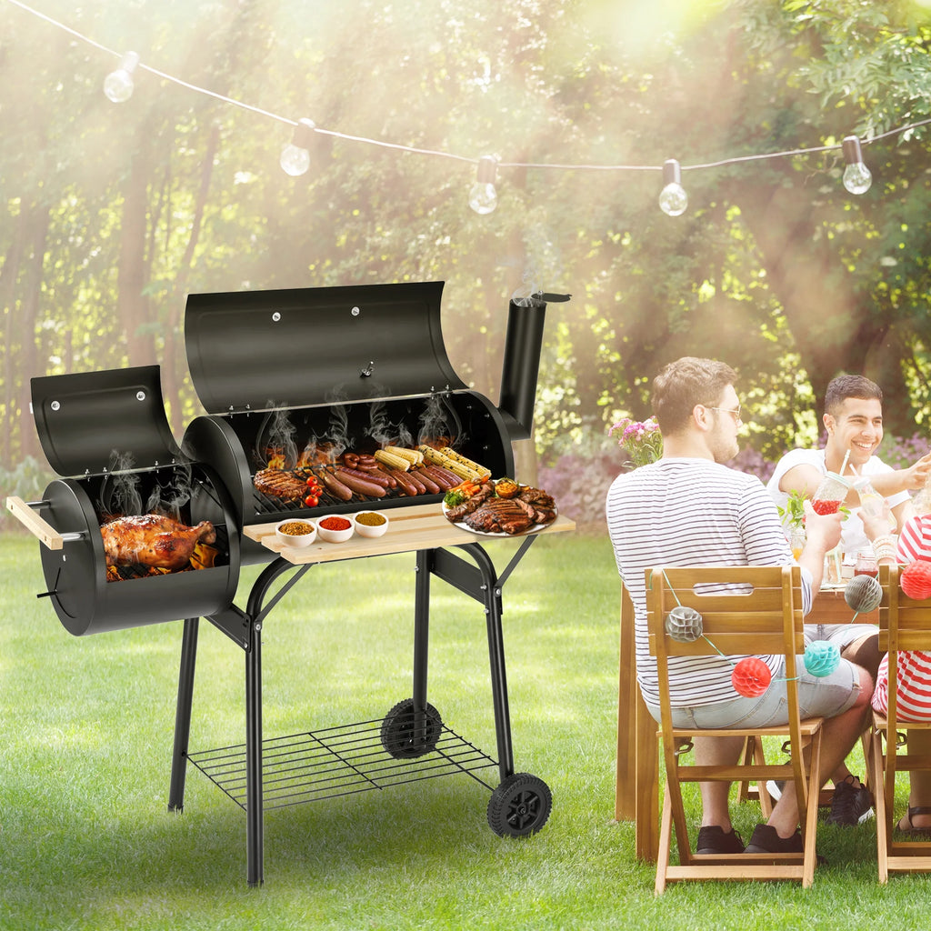 Charcoal Grill with Offset Smoker & Side Table Q794