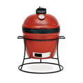 13.5 in. Portable Charcoal Grill in Red with Cast Iron Cart E2037