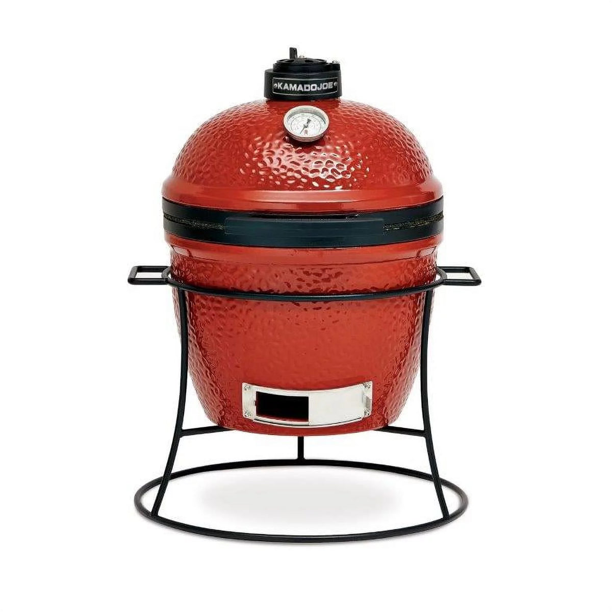 13.5 in. Portable Charcoal Grill in Red with Cast Iron Cart E2037