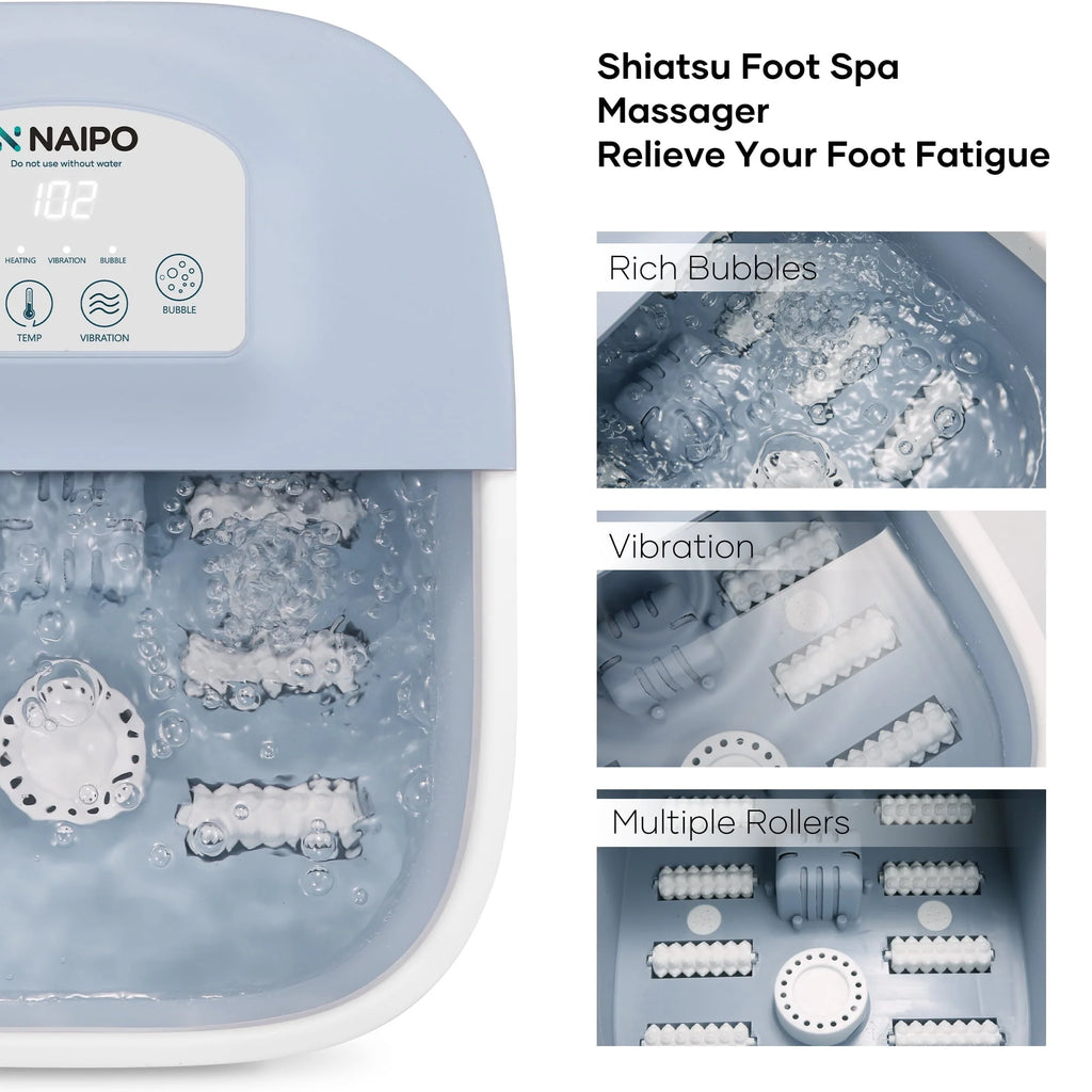 Foot Spa Bath Massager with Heating Bubble Vibration Rollers N40446