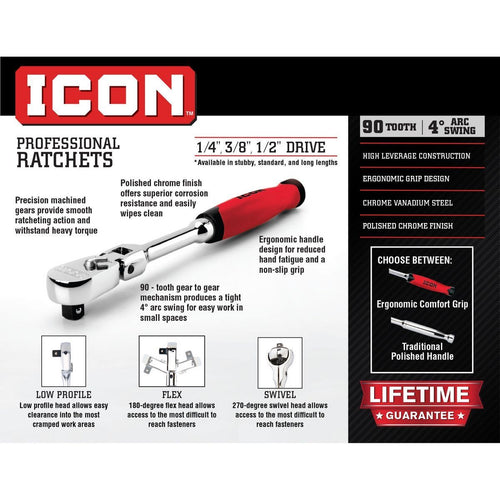 1/2 in. Drive Flex Head Ratchet H303