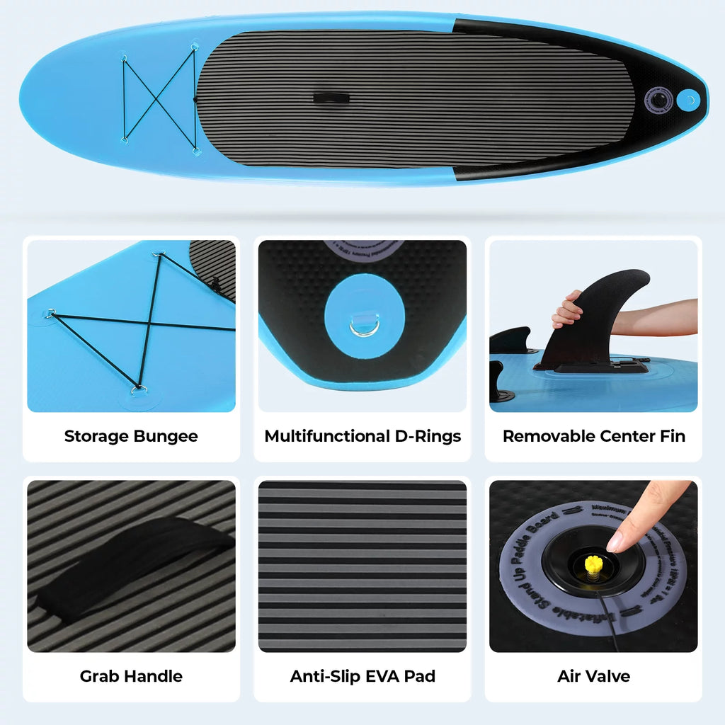 10ft Inflatable Stand up Paddle Board with Backpack, Paddle, Leash E579