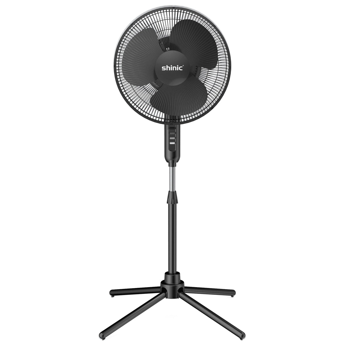 16 3-Speed Oscillating Pedestal Fan with Folding Base, Adjustable Height and Tilt, Black P512